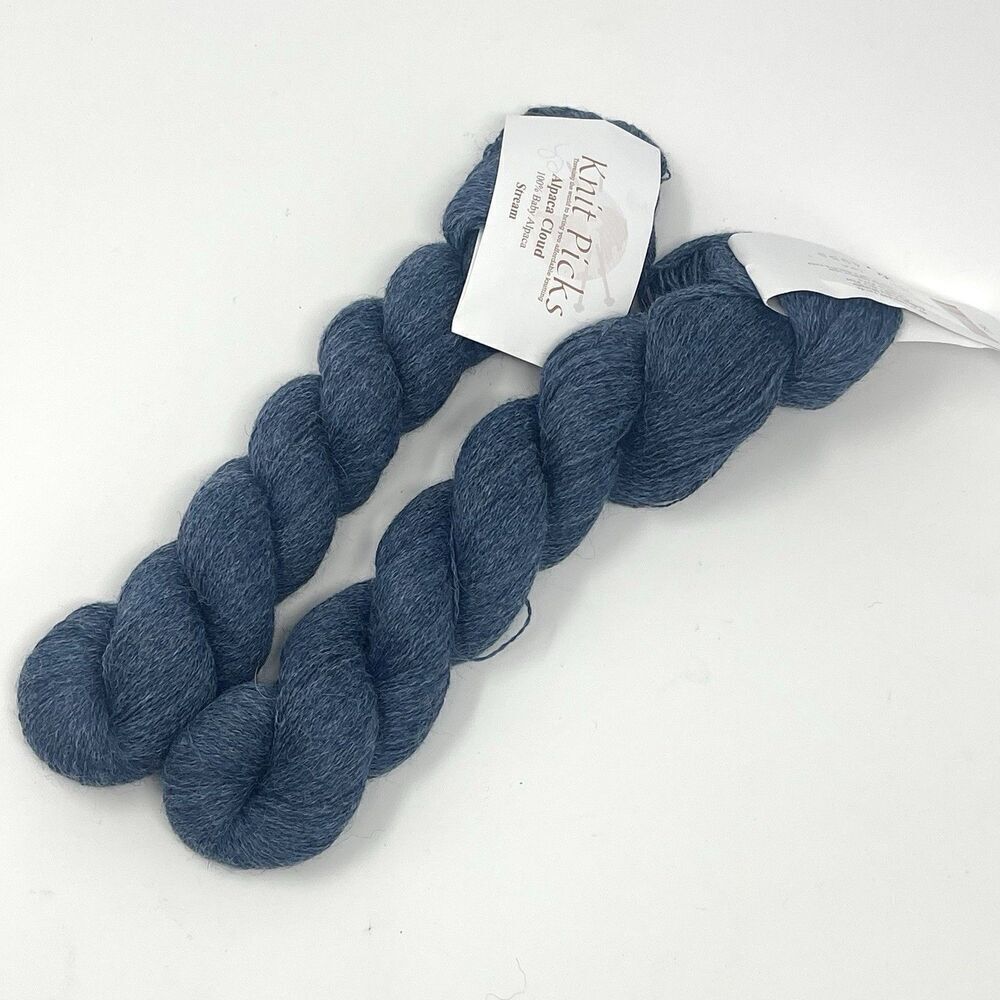 NEW Knit Picks 100% ALPACA CLOUD Stream Blue 50G/440 Yards Lace Weight Lot Of 2
